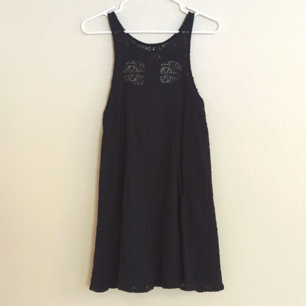 Free People Black Crochet Overlay Lace Tank Dress - Size S